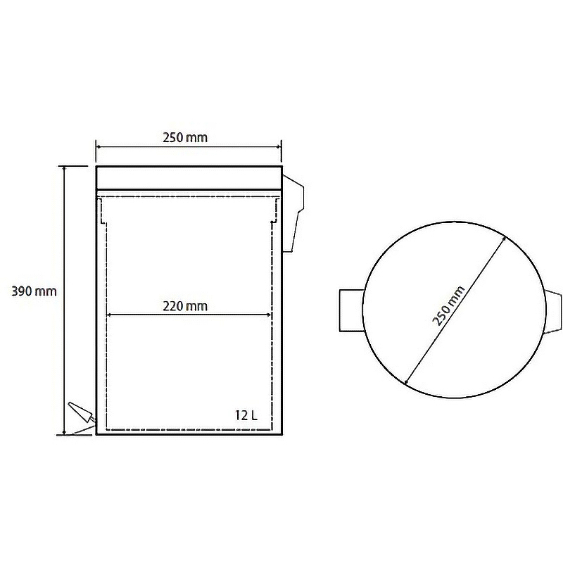 Чертеж Ведро для мусора Bemeta Hotel 104315032 хром