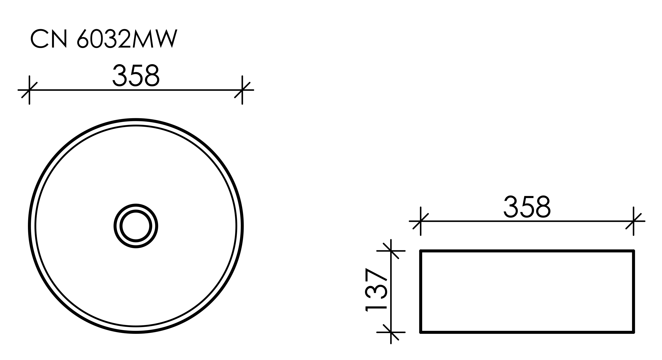Чертеж Раковина Ceramica Nova Element CN6032MB черный
