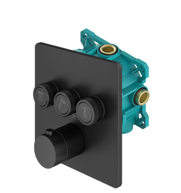 Термостатический смеситель для душа Plumberia Selection Psbox KITPSB2903NO черный матовый