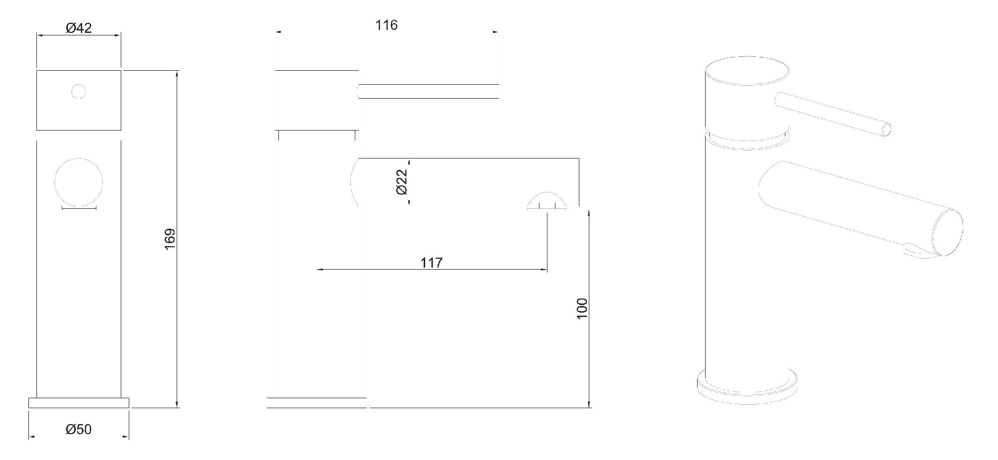 Чертеж Смеситель Allen Brau Glotity 5.51001-00