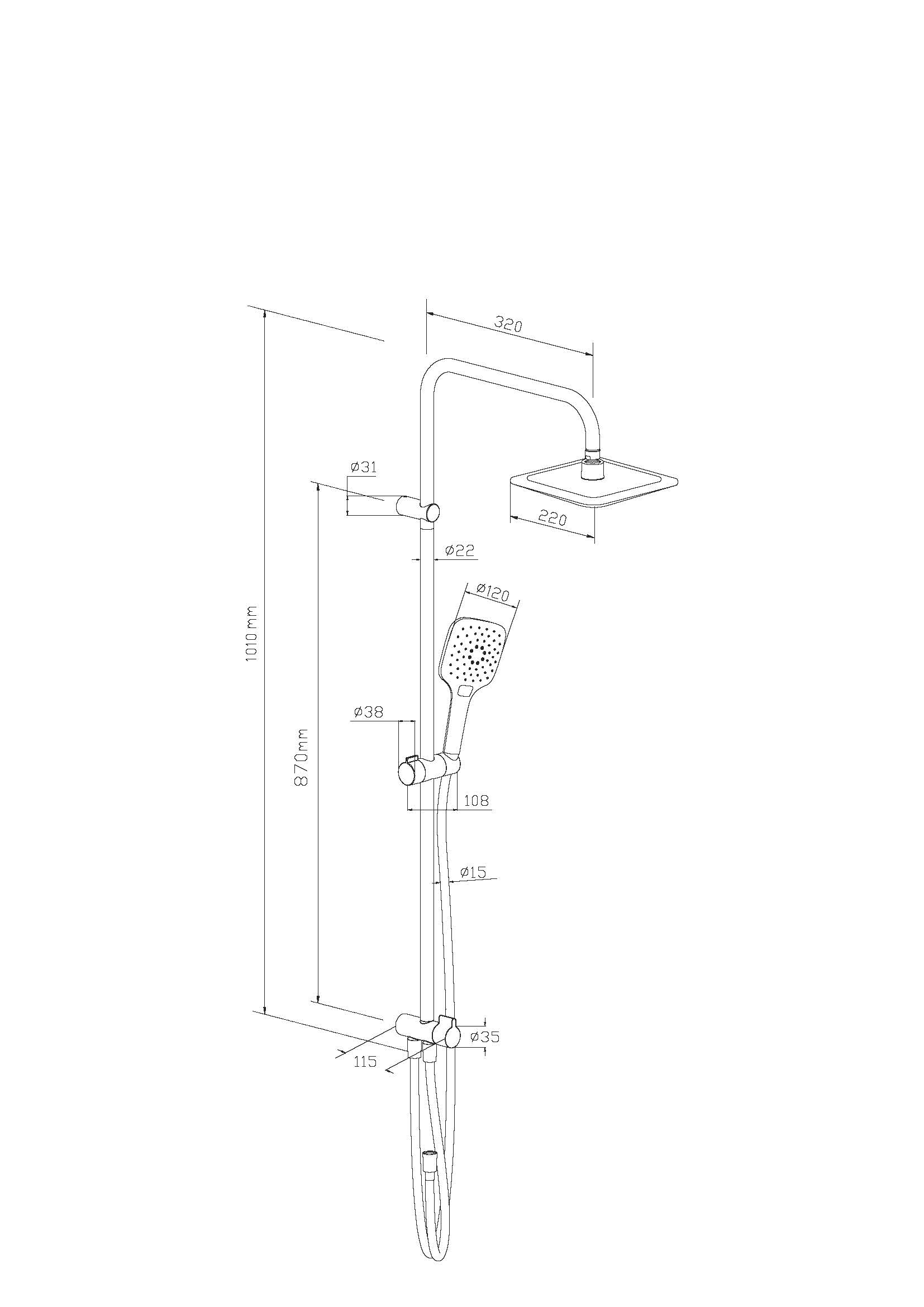 Чертеж Душевой комплект Damixa Eclipse 931000000