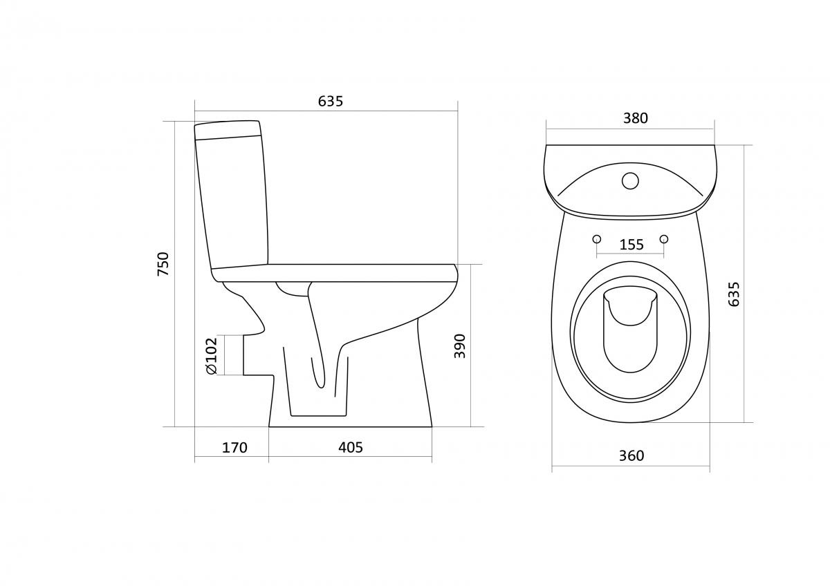 Чертеж Унитаз Santek Анимо 1WH302135