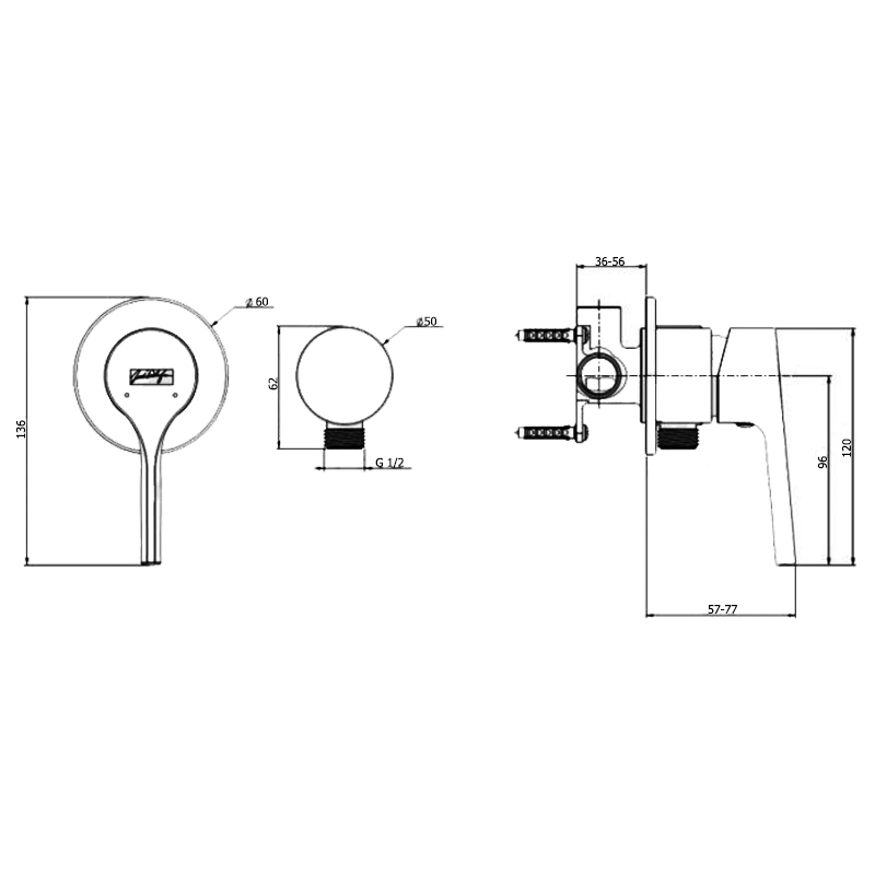 Чертеж Смеситель для душа Jacob Delafon Elate E25754-CP
