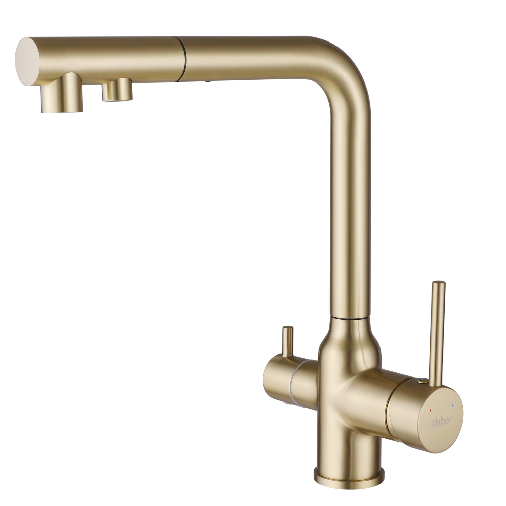 Смеситель для кухни Abber Emotion AF8814G золото матовое