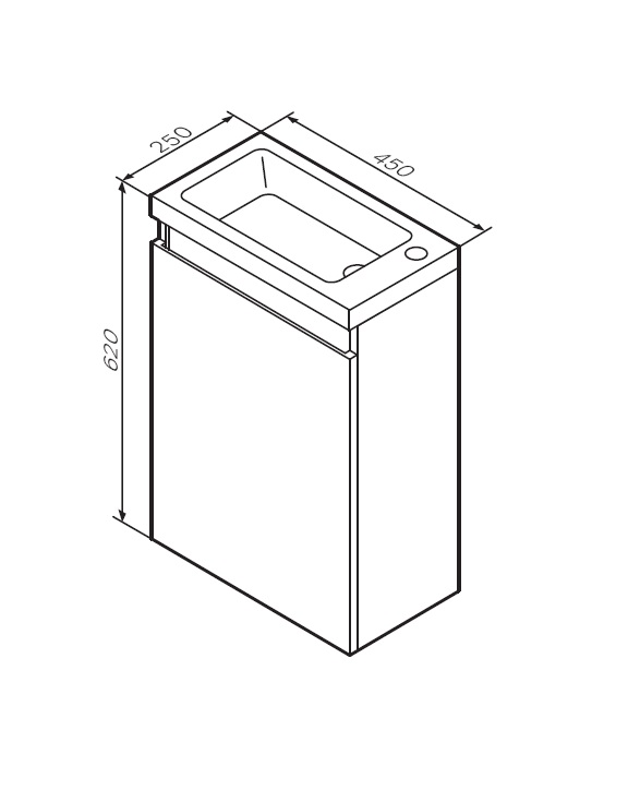 Чертеж Тумба под раковину AM.PM X-Joy M85AFHX0451WG 45 см