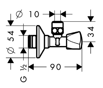 Чертеж Вентиль угловой hansgrohe 13902000