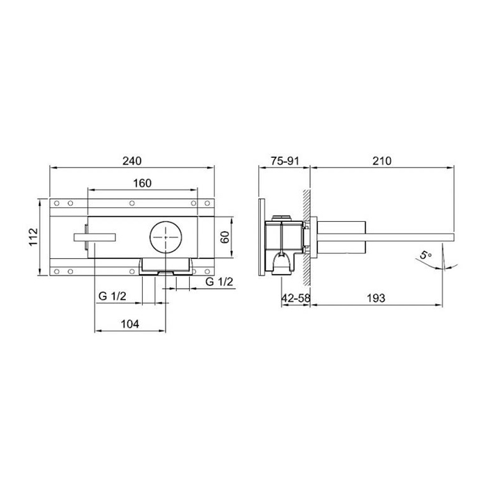 Чертеж Термостат для душа Fantini Nostromo 87 13 G573B черный