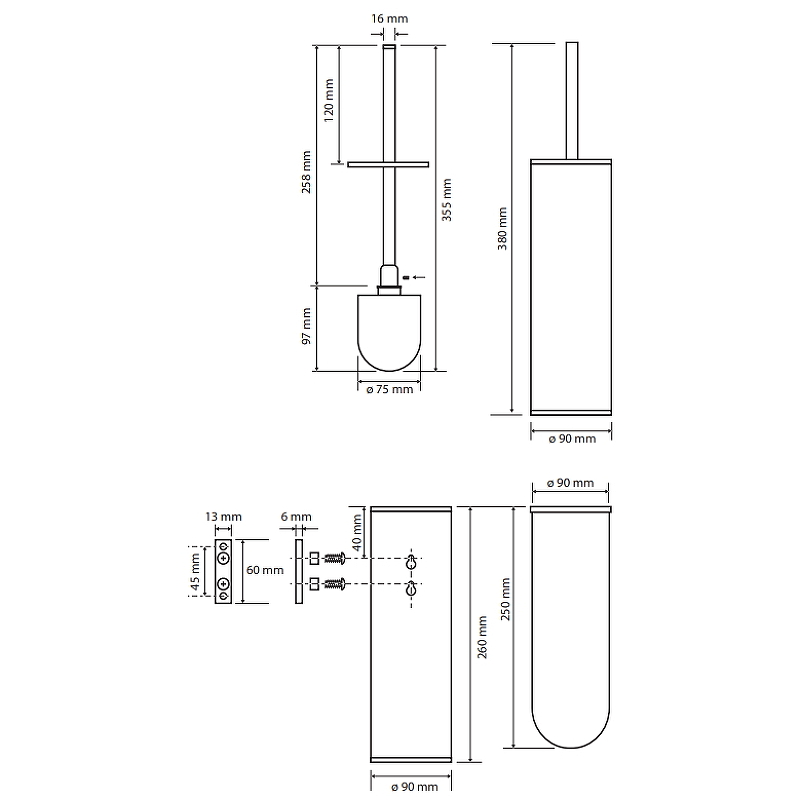 Чертеж Туалетный ершик Bemeta Dark 102313060