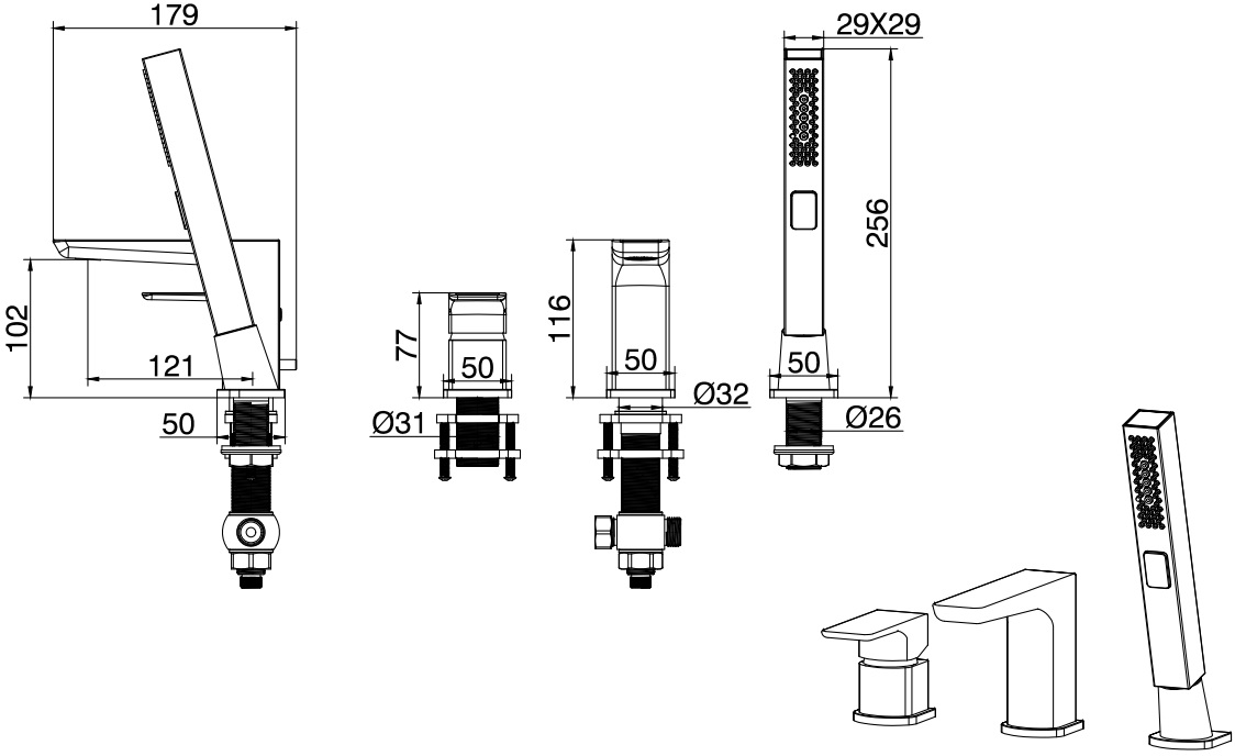 Чертеж Смеситель Allen Brau Infinity 5.21008-31