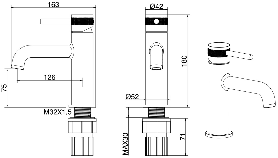 Чертеж Смеситель Allen Brau Priority 5.31001-31