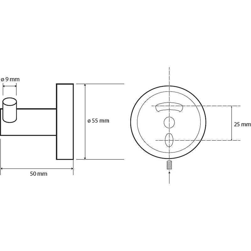 Чертеж Крючок Bemeta White 104106034 двойной белый матовый