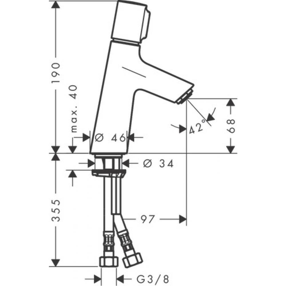 Чертеж Смеситель для раковины hansgrohe Talis Select S 80 72041000 без сливного набора, хром