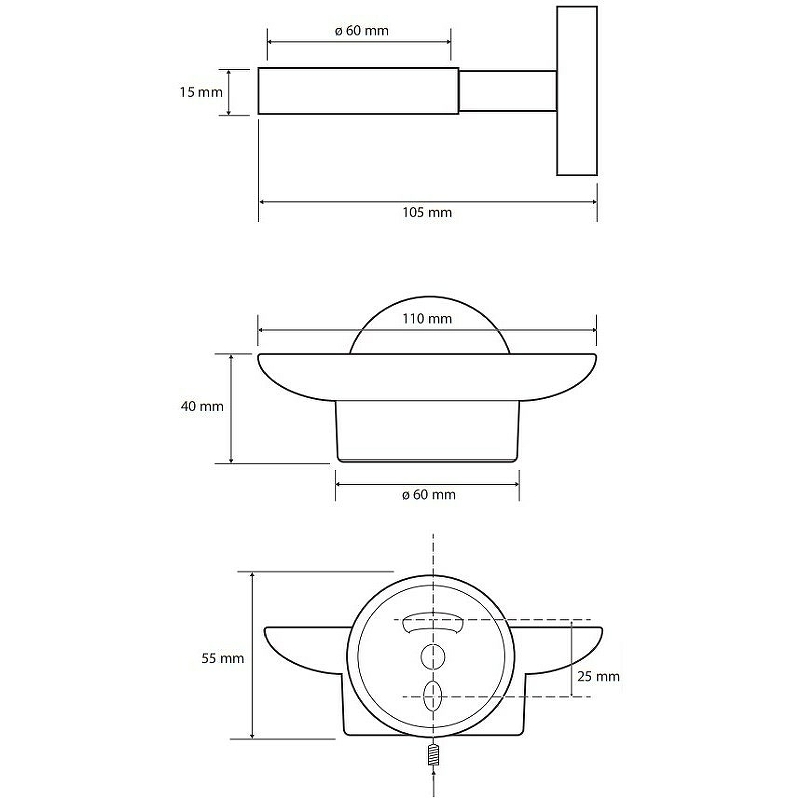 Чертеж Мыльница стеклянная Bemeta Graphit 156108042