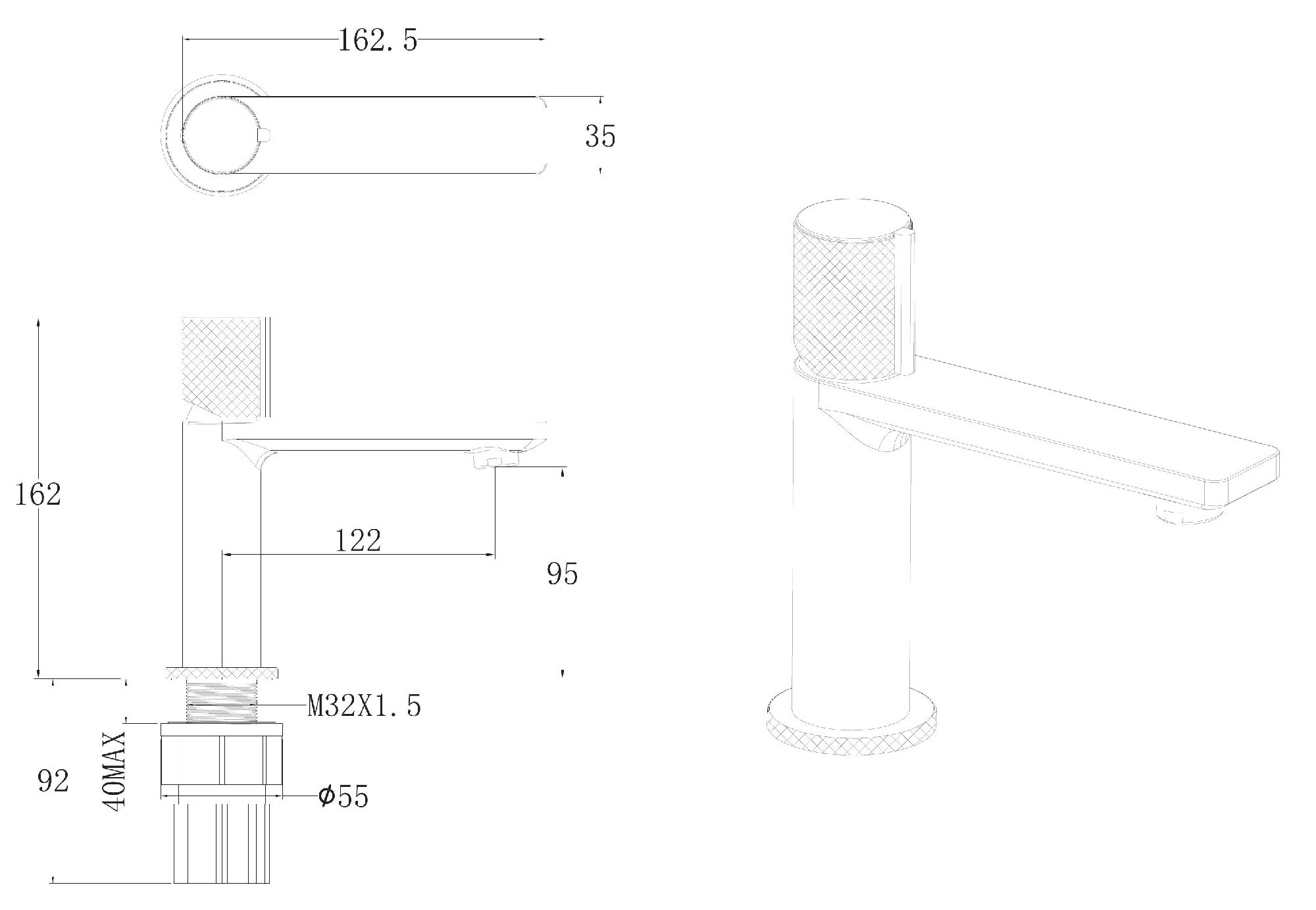 Чертеж Смеситель Allen Brau Liberty 5.33001-00