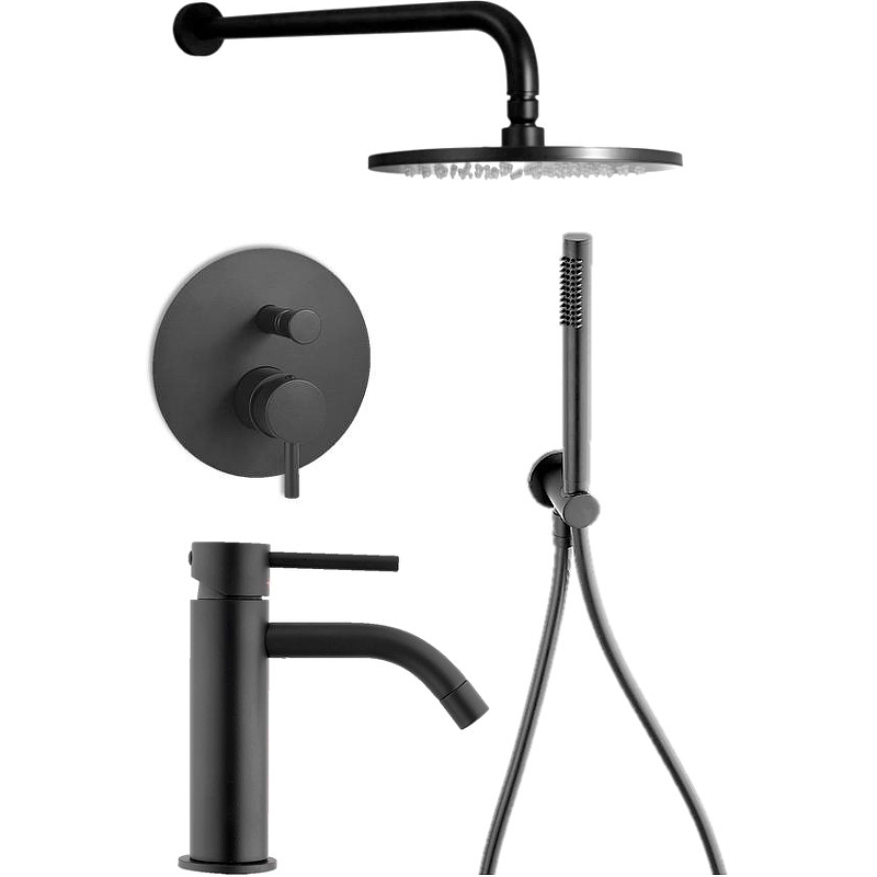 Комплект смесителей Paffoni Light KITLIG015NO071, черный матовый