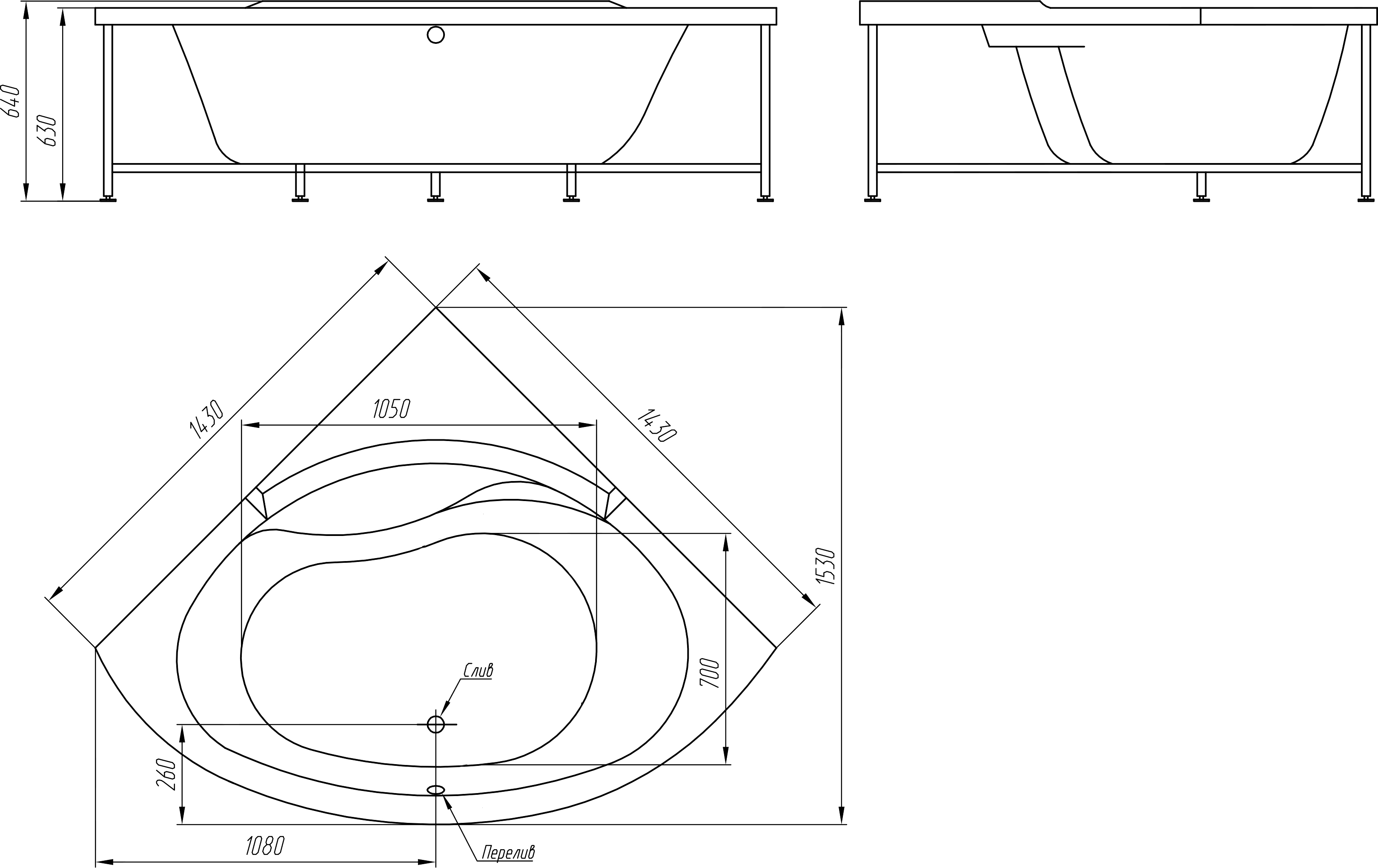 Ванна бас лагуна размеры