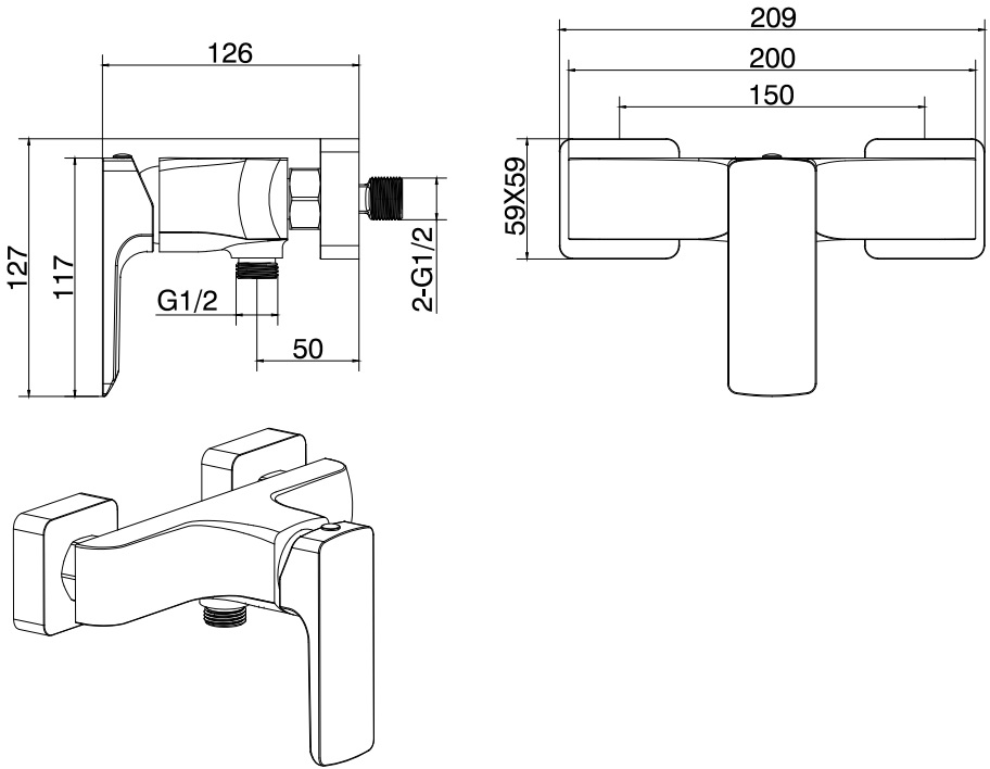 Чертеж Смеситель Allen Brau Infinity 5.21010-00