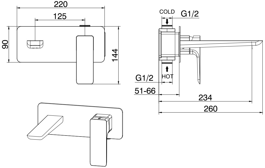 Чертеж Смеситель Allen Brau Infinity 5.21003-00