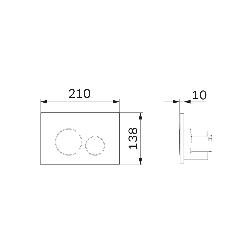 Чертеж Клавиша смыва AM.PM Pro L I049038 черная матовая