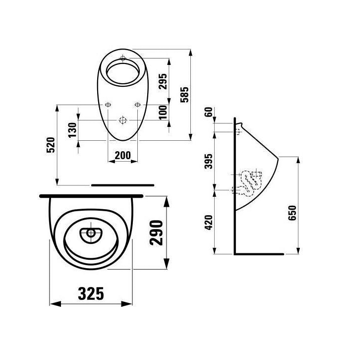 Чертеж Крышка для писсуара Laufen Alessi One 8.9497.1.000.000.1