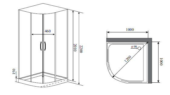 Чертеж Душевая кабина Timo Premium IMPI H-517