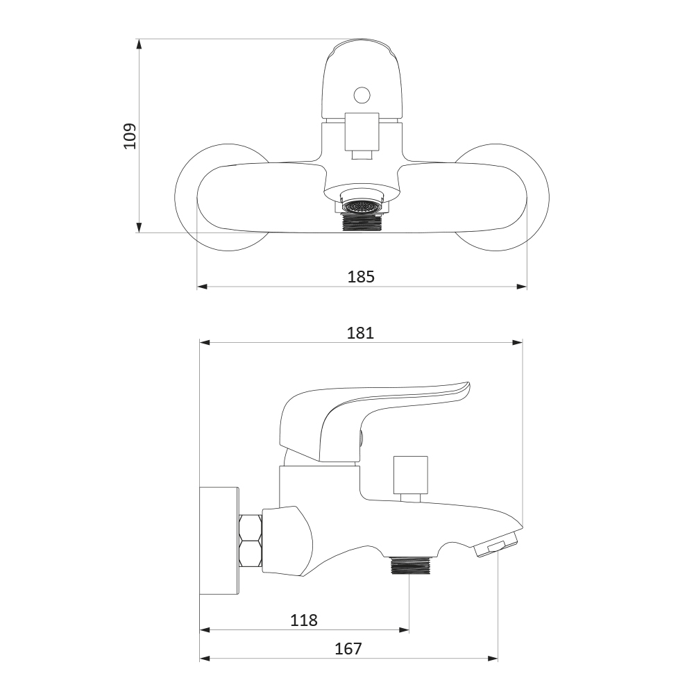 Чертеж Смеситель для ванны и душа Damixa Palace Evo 2 (391000000)