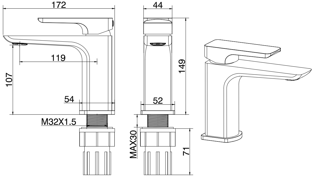 Чертеж Смеситель Allen Brau Infinity 5.21001-31