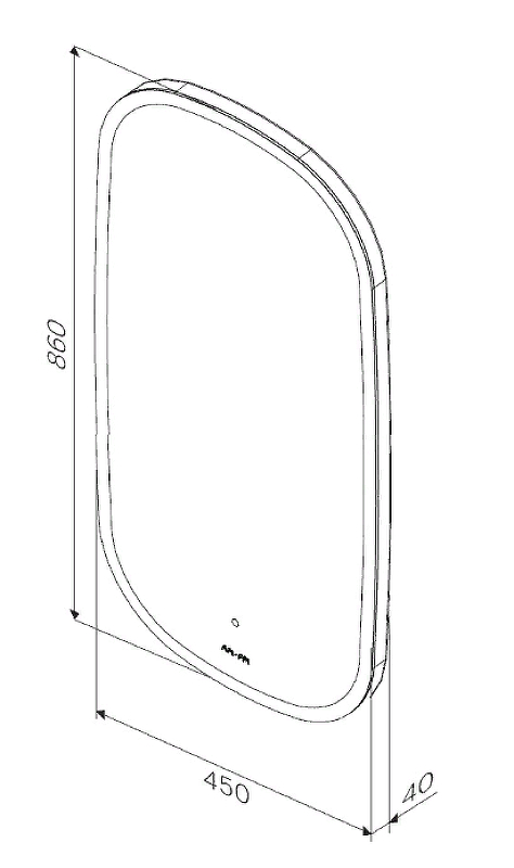 Чертеж Зеркало AM.PM Func 45 M8FMOX0451WGH с подсветкой
