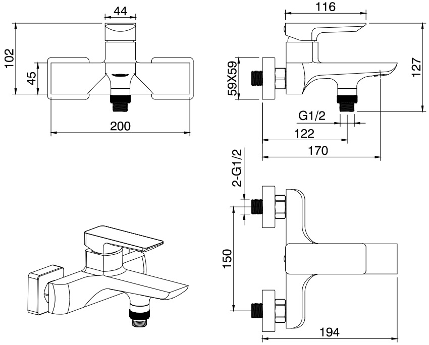 Чертеж Смеситель Allen Brau Infinity 5.21006-31