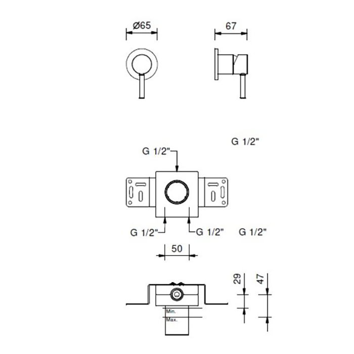 Чертеж Смеситель для душа Fantini Nostromo 50 02 E863B