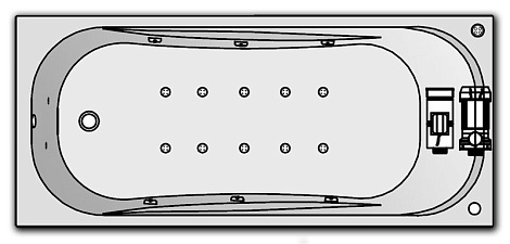 Комплектация Kolpa String 170x75 Special (хромотерапия, массаж: боковой, спины, ног, аэро)