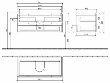 Тумба с раковиной Villeroy&Boch Subway 2.0 A69000FQ+7175A001 белая
