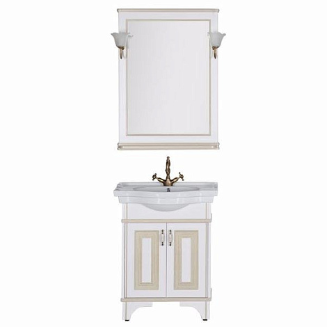 Комплект мебели Aquanet Валенса 70 (182808) белый кракалет/золото (Тумба+раковина+зеркало)