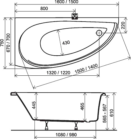 Акриловая ванна Ravak Avocado 150x75 CS01000000 правая