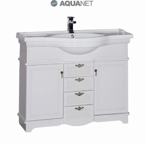 Тумба с раковиной Aquanet Луис 100 (172697+172465) белая