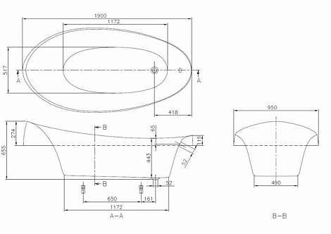 Квариловая ванна Villeroy&Boch Aveo 190x95 UBQ194AVE7V-01