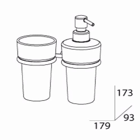 Держатель со стаканом и дозатором жидкого мыла - компонент для штанги FBS Universal UNI 027