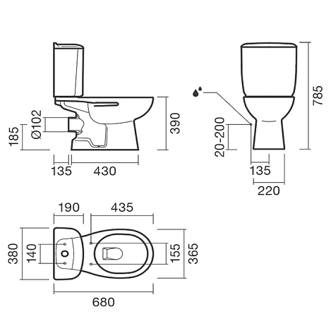 Унитаз компакт Sanitana MUNIQUE S10073323400000+S10073766600000+S80007262500000 + бачок + сиденье