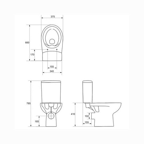 Унитаз напольный Cersanit NATURE NEW CLEAN ON 011 S-KO-NTR011-3/5-COn-DL-w, сиденье микролифт
