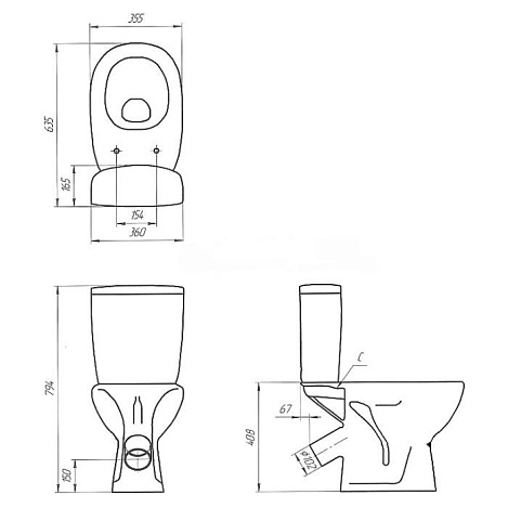 Унитаз напольный Cersanit ARTECO 031 S-KO-ART031-3/6-DL-w, сиденье микролифт