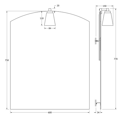 Зеркало со светильником 28 W 60х75 cm ELLUX Laguna LAG-A1 0113