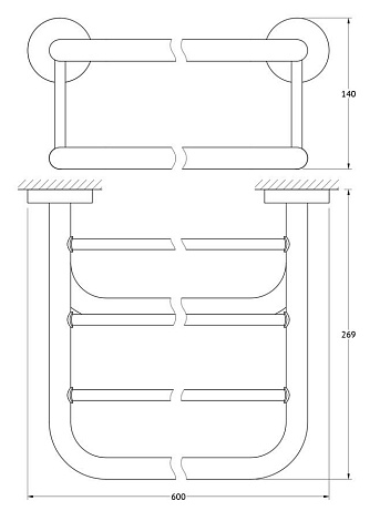 Полка для полотенец со штангой 60 cm ELLUX Elegance ELE 030