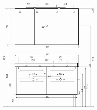 Тумба под раковину Villeroy&Boch 125 2day2 A97900E9 Light Wood