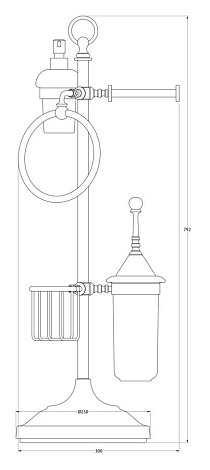 Стойка с 5-ю аксессуарами для туалета с биде 80 cm 3SC STILMAR STI 235