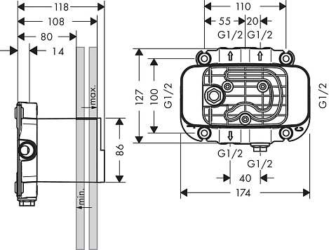 Скрытая часть термостата Axor One 45710180