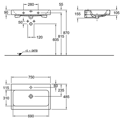 Раковина Keramag iCon 124075000, белый