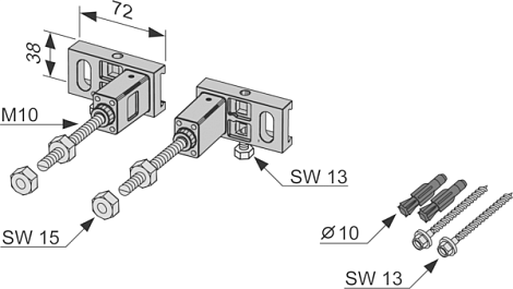 Монтажный комплект для крепления модуля к стене или системе стального профиля TECE 9380000