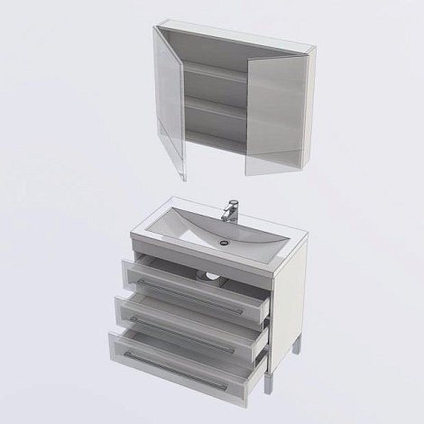 Комплект мебели Aquanet Верона NEW 90 (230317) черный (Тумба+раковина+зеркало)