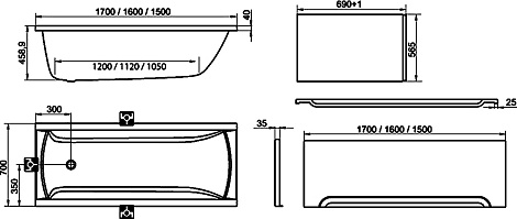 Акриловая ванна Ravak Classic 150x70 C521000000