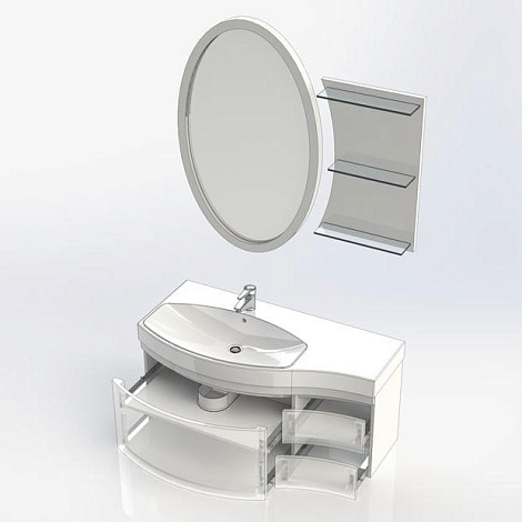 Комплект мебели Aquanet Опера 115 (169448) левотосронний белый (Тумба+раковина+зеркало+панель с полками)